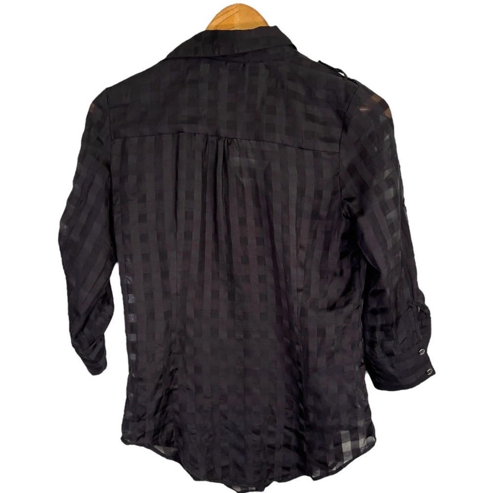 White House Black Market Black Sheer Blouse size 4 - Picture 2 of 2